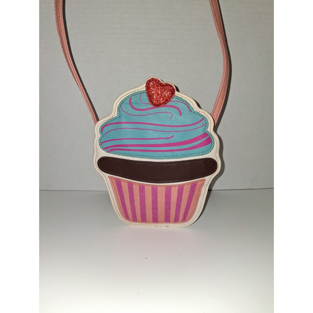 Girls or Woman's Crossbody Purse Cupcake Design 6"‎ Glitter Heart